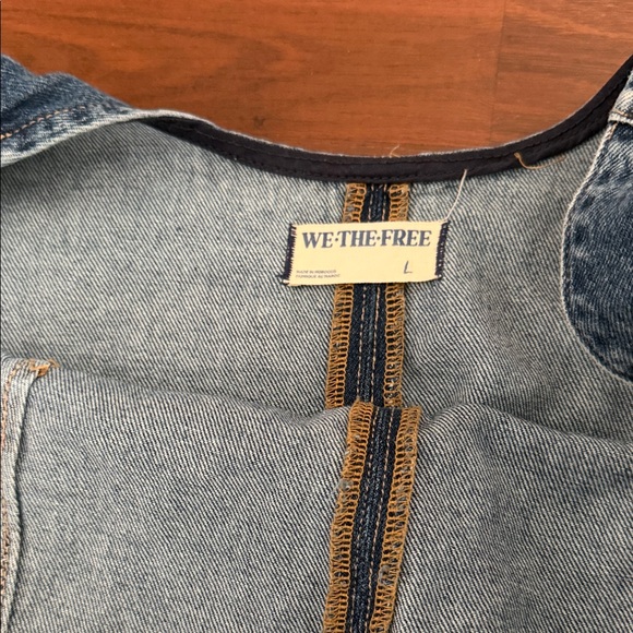 We The Free light blue denim overall bodice with contrast stitching - Picture 2 of 3